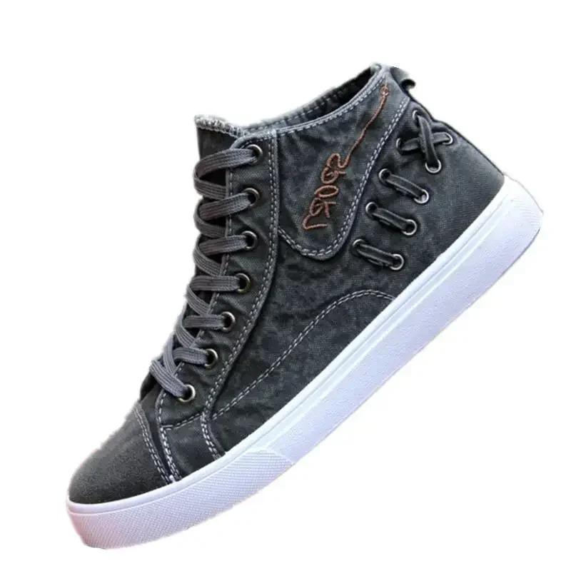 Men's Canvas Shoes Fashion Comfort Casual High-top Shoes for Men Designer Walking Flats Shoes Anti-slip Wear-resistant Sneaker