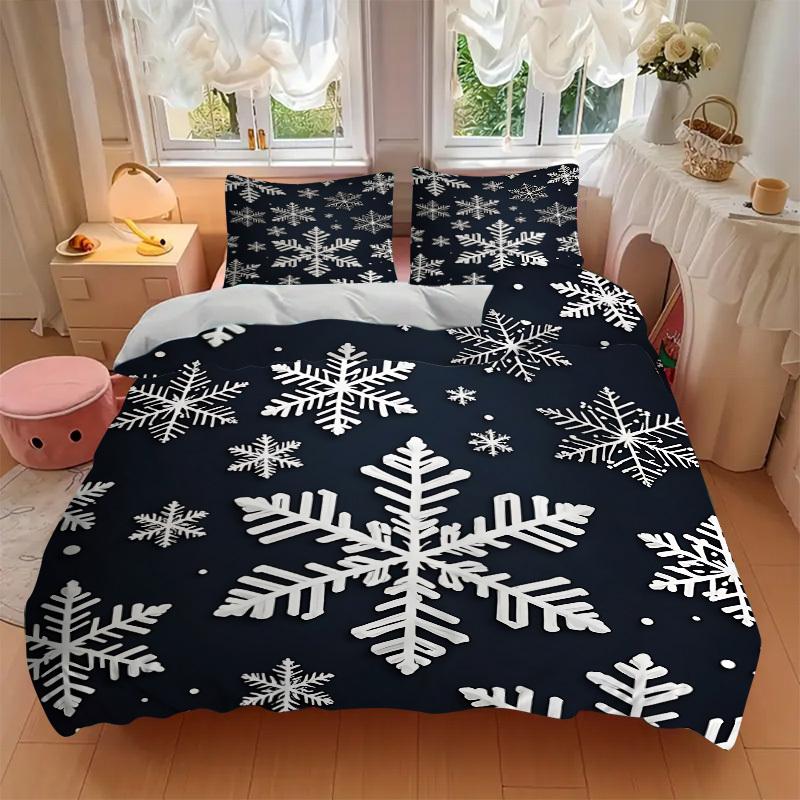 3pcs Snowflake Pattern Bedding Set, Breathable And Soft, Suitable for All Seasons Machine Washable, Suitable for Bedroom Decoration,yy250822194
