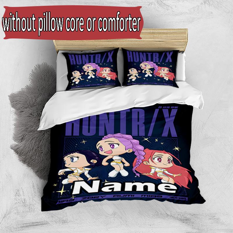 Set copripiumino 3 pezzi (1*Copripiumino + 2*Federe, Senza Nucleo), Set Biancheria da Letto Personalizzato con Nome KPop Cacciatori di Demoni, Decorazione Camera da Letto Casa Regalo