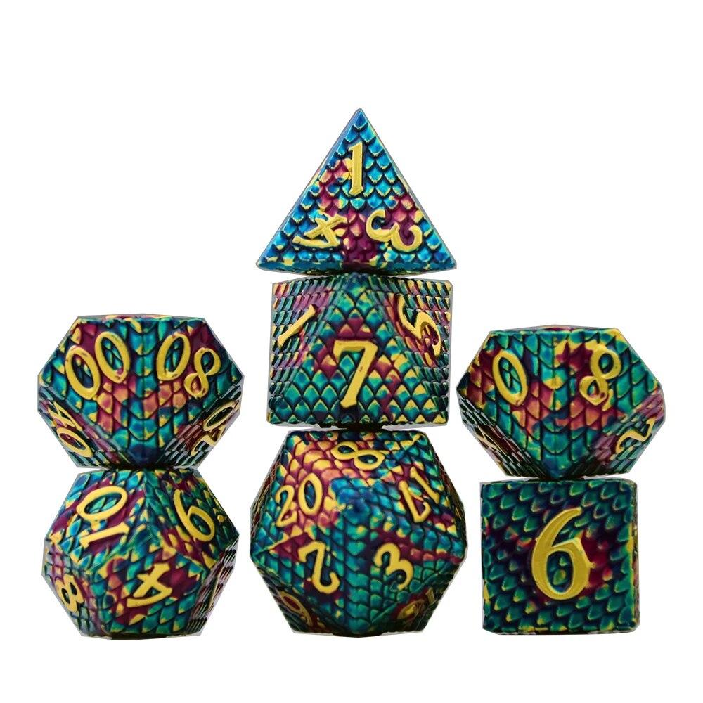 DND Dragon Metal Dice 7pcs Multi-Sided Dices for TRPG Games Table D&D Game Board Game Entertainment