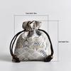 Hand-Embroidered Brocade Double-Layer Cotton Linen Drawstring Jewelry Bag