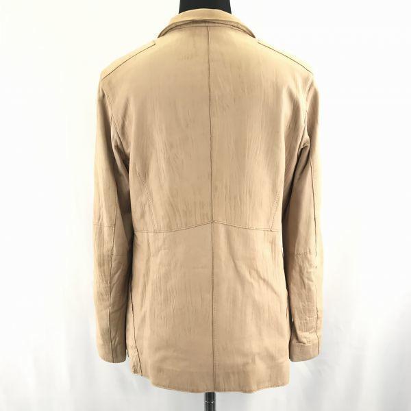 Made In Japan Gianni Rojudiche Lamb Leather Jacket Single 3-Button Printed Lining Beige Women's M
