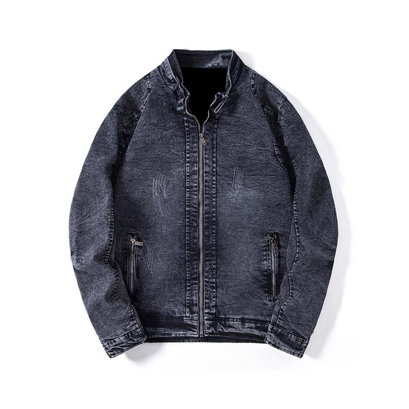

Spring Youth Stand Collar Denim Jacket - Korean Style Fashion Polyester Fiber