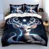 Elegant Deer Art Decor Set Bedding Set with 1 Duvet Cover 2 Pillowcases Single Double King Queen, Gift