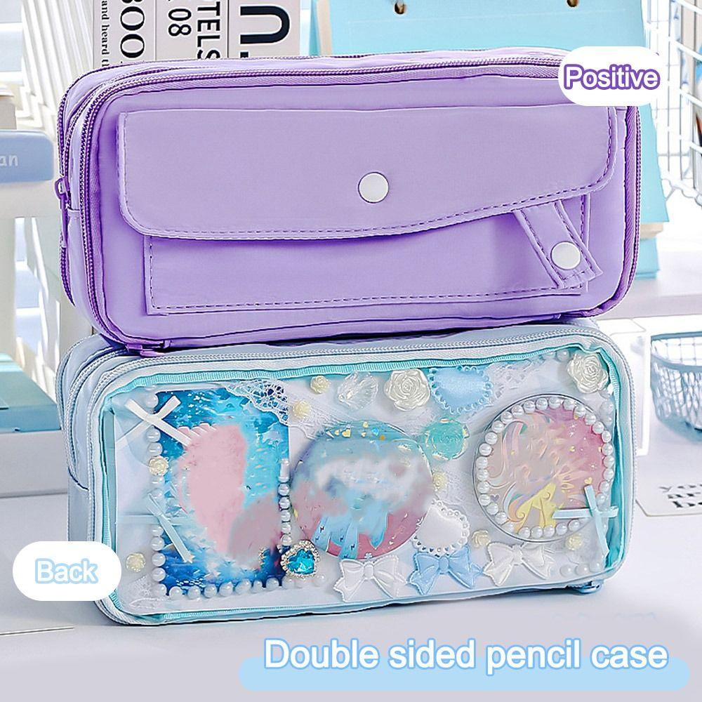 

Multi-layer Pen Bag Transparent Stationery Organizer Minimalist Pencil Box Gift