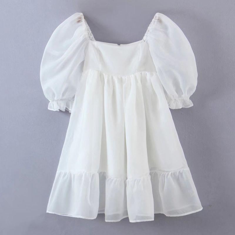 

Princess Escape Stunning High Waist Puff Organza Short Sleeve Pure Mid Length Long Length(High quality) L