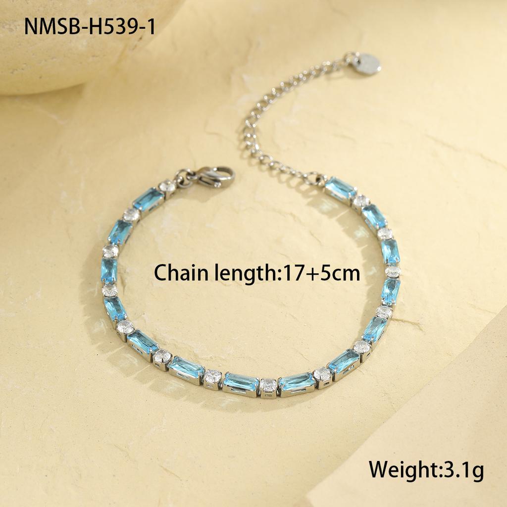 GEMCHIC Women's Stainless Steel Colorful Zircon Bracelet Fashion Luxury Versatile Jewelry for Everyday