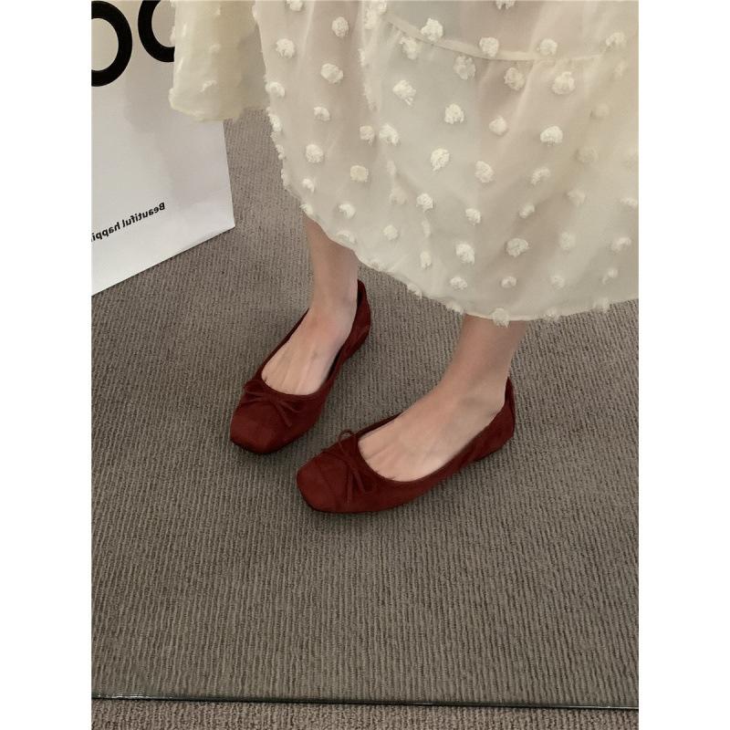 Evening bow flat bottom one pedal French single shoes soft sole grandma shoes gentle women's shoes autumn and summer light mouth shoes ladyshoes
