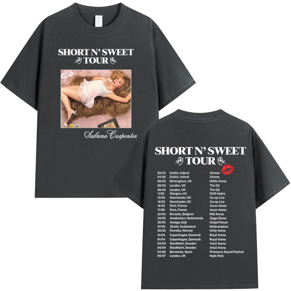 Sabrina Carpenter Short N Sweet Tour 2025 T Shirt Fans Gift Unisex Women Clothing Harajuku Aesthetic Tshirts Cotton Loose Tshirt