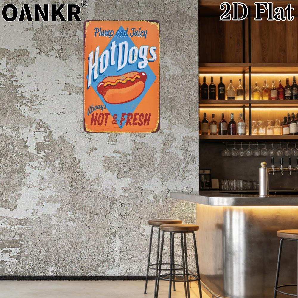 Vintage Art Food Poster Metal Tin Sign Plump And Juicy Hot Dogs Retro Wall Poster Metal Signs for Bar Restaurant Wall Decor