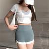 Pantaloncini da Yoga da Donna a Vita Alta a Compressione Allenamento Corsa Pantaloncini Base Colore Patchwork Vestibilità Slim Sollevamento Glutei Leggings Sottili
