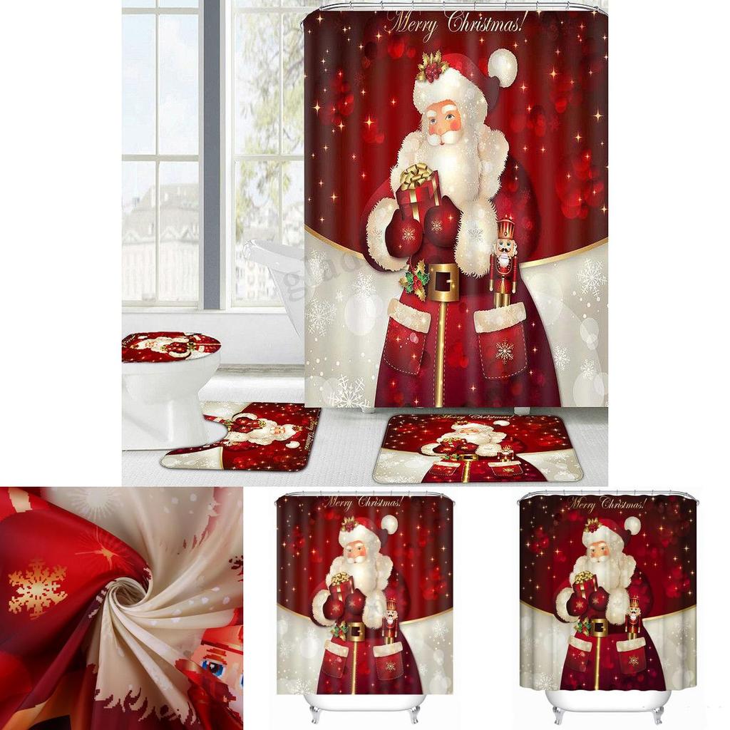 1 st Jul Duschdraperi Med Premiumkvalitet Vattentätt Jultomtemönster