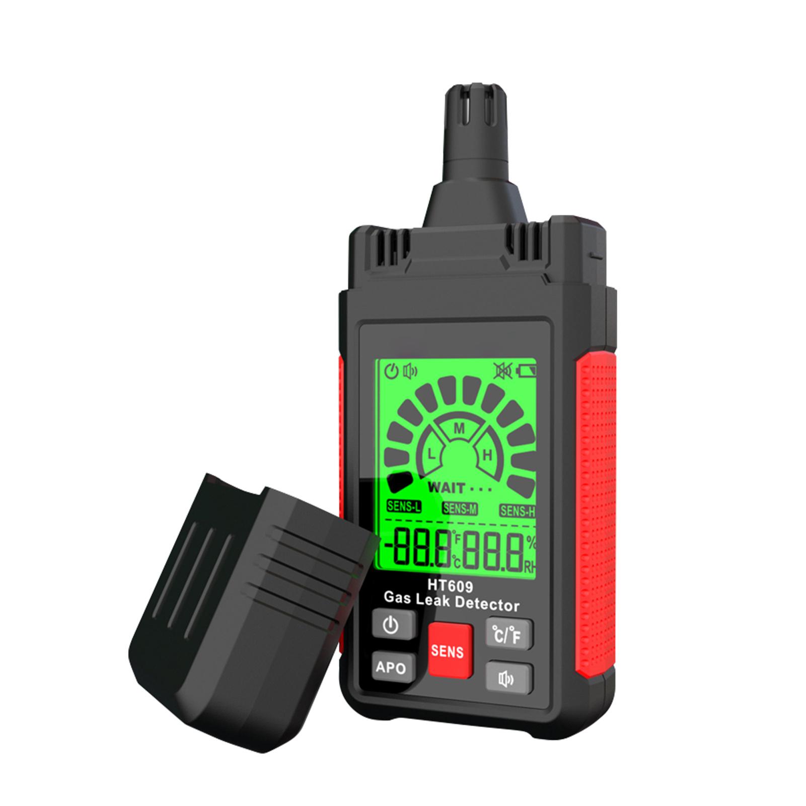 

HABOTEST HT609 Gas Detector Combustible Gas Detector with LCD Display Audible and Visual Alarm Ambient Temperature and Humidity Methane Natural G