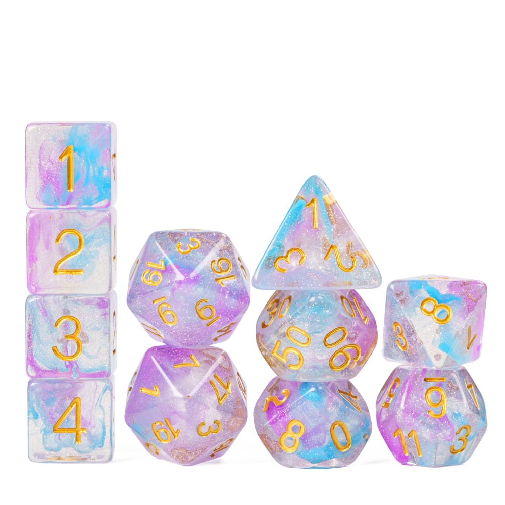 Cusdie 11Pcs Swirl DND Dice Double-colors D&D Dice Set D4 D6 D8 D10 D% D12 D20 Polyhedral Dice for Role Playing Game Table Games