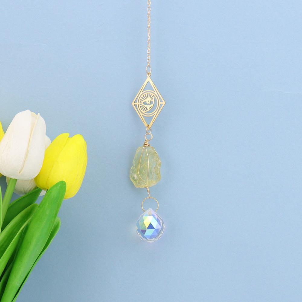 Crystal Sun Catcher: Raw Stone Hanging Ornament for Home Decoration T100