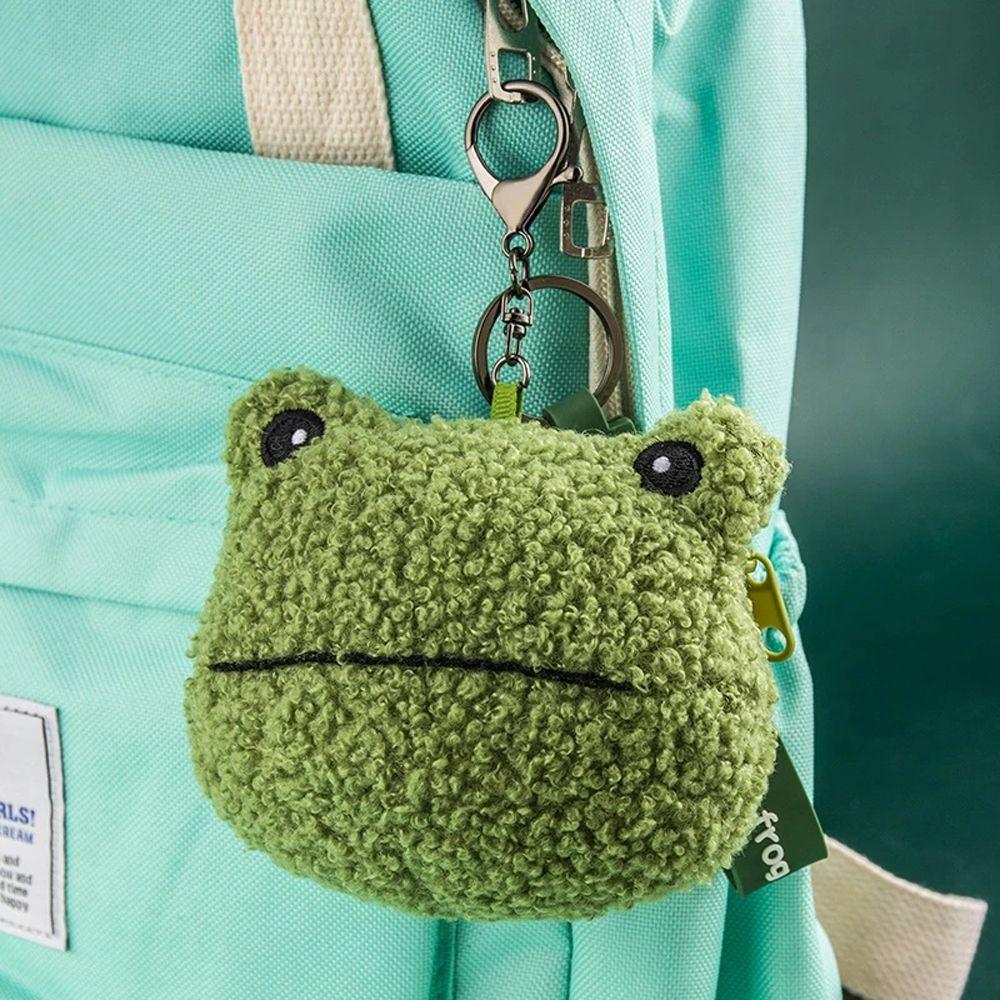 Gift Key Charm Earphone Storage bag Mini Wallet Keychain Frog Plush Coin Bag Zipper Coin Purses