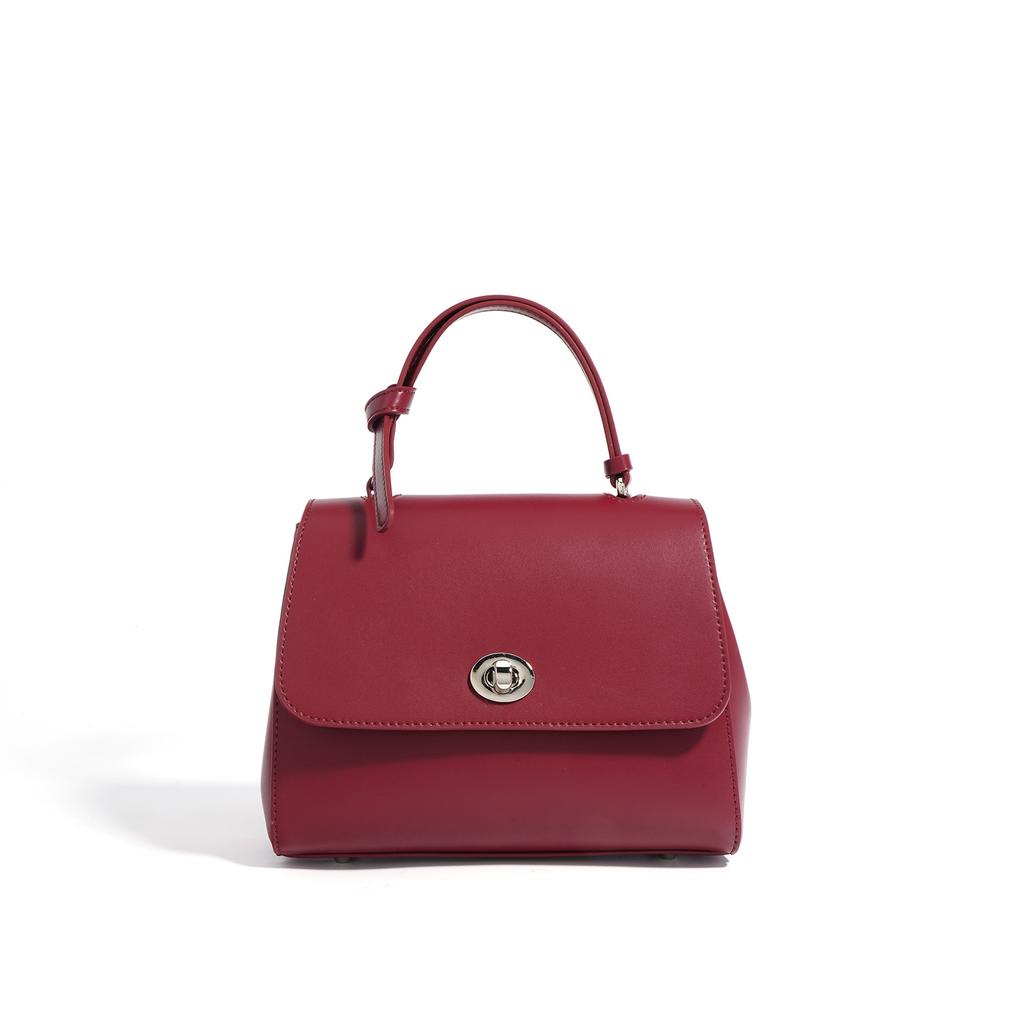 Color-blocking Leather Handbag, Crossbody Trendy Bag, High-quality Commuter Single-shoulder Bag, Niche Leather Hand-held Bag