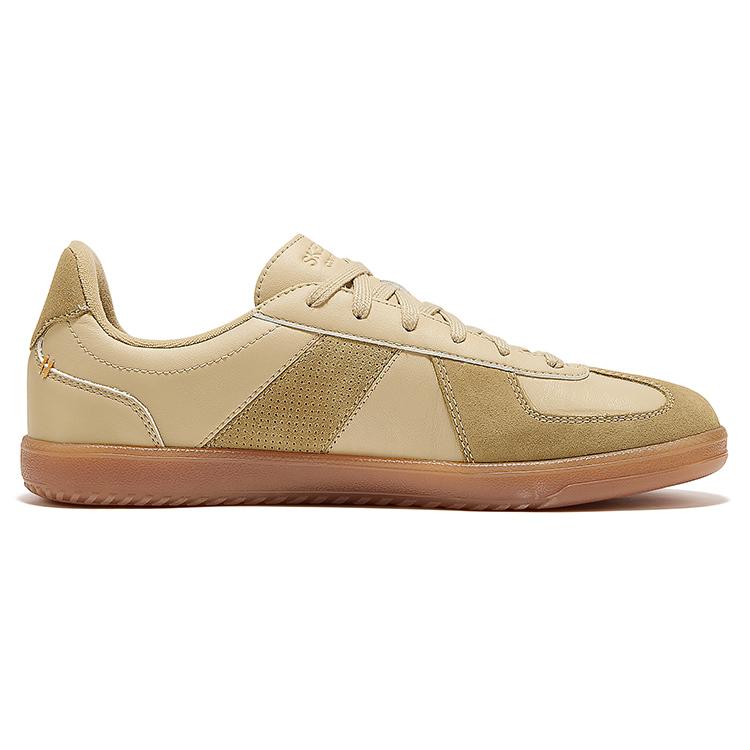 Skechers Training Shoes Soft Leather Comfortable Casual Color Block Versatile Durable Breathable Low Top Sneakers Men Sneakers Brown 254153-TAN