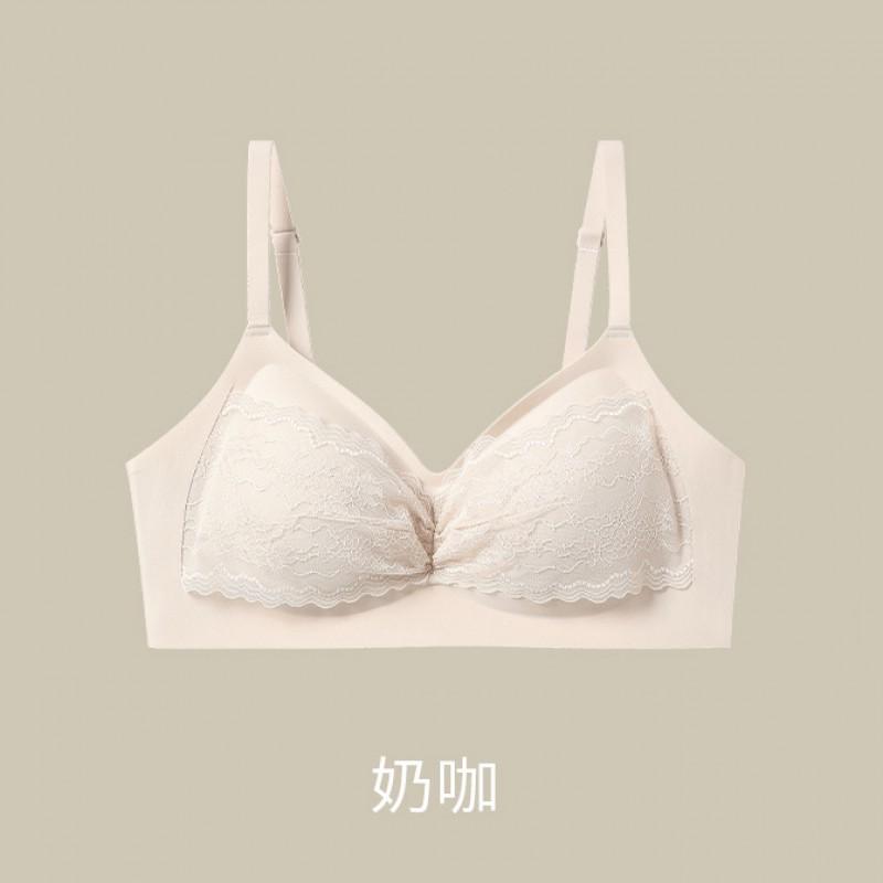 Womens Pure Lace Wireless Bra Push Up Thin Cup Seamless Comfortable Underwear Small Breasts