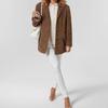 2024 Autumn/Winter Retro Brown Loose Pocket Long Sleeve Suit Jacket for Women