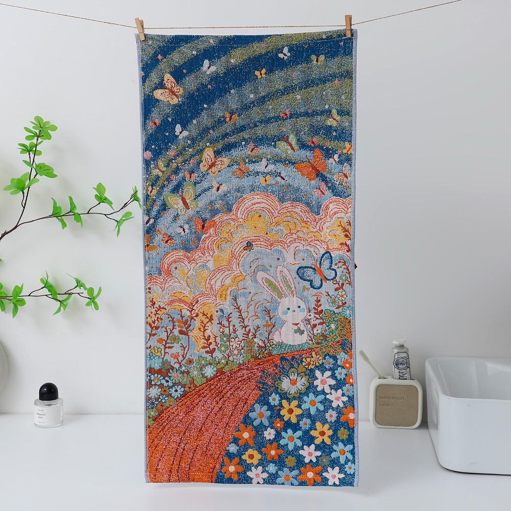 Cute 34x74cm Pure Cotton Face Towels 4 Layer Cotton Gauze Soft Large Hand Towel Absorbent Cartoon Dish Cloth for Kids Children