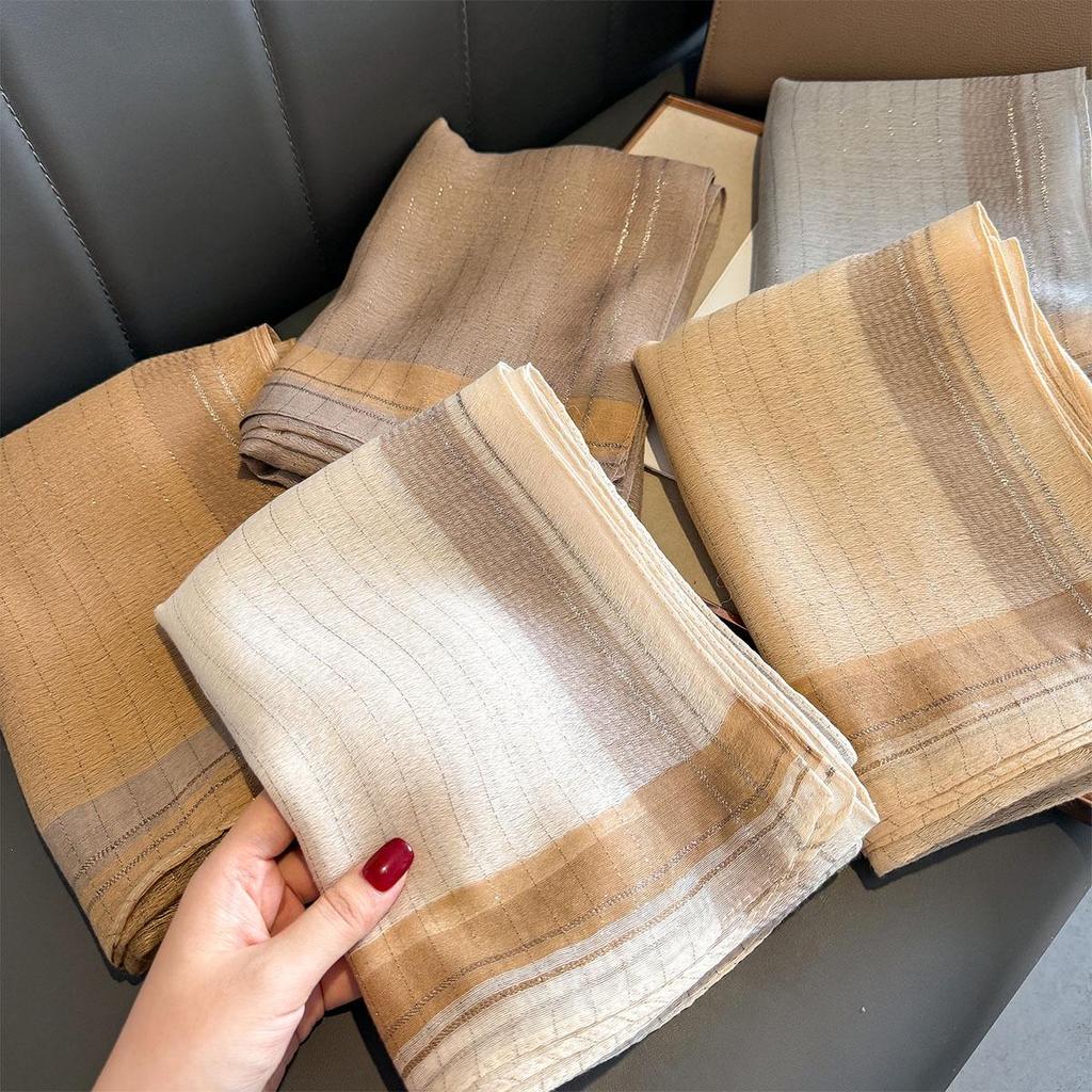 Women's Silk Scarf: High-End Korean Style Gold Thread, Autumn/Winter Shawl