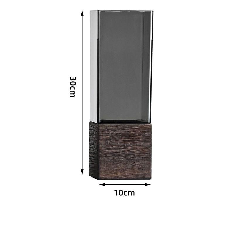 Elegant Nordic-Style Acrylic Vase with Wooden Base - Perfect for Living Room Decor & Floral Arrangements, Ideal Gift for