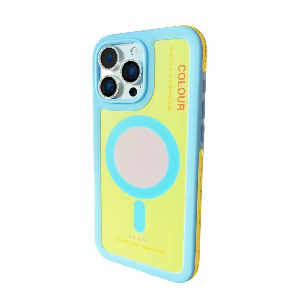 For iPhone 13 14 15 16 17 Pro Max Case Magsafe Happy Dapamine Color Anti-Collision Drop-proof Protective Cover for Summer Girls