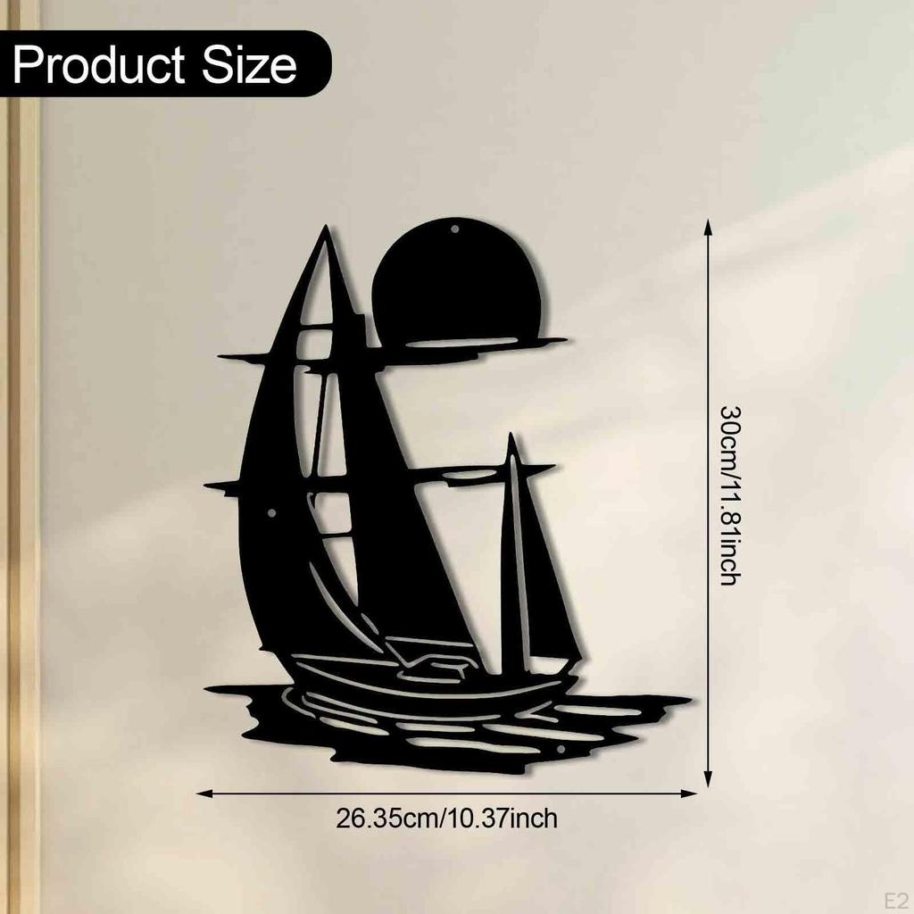 Sailboat Metal Wall Art Hanging Ornament Iron Housewarming Gift Artwork Decoration for Living