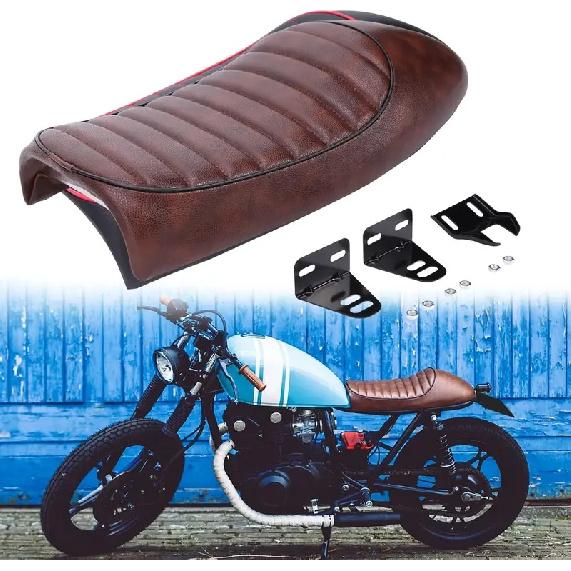 Motorcycle Vintage Cafe Racer Seat Hump Long Retro Seat Compatible with Honda CB350 CB500 CB750 CX500 CL70 Nighthawk 650 Nitehaw