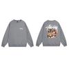 Unisex Oversized Crewneck Fleece-Lined Cotton Sweatshirt With Dice Letter Print Winter Casual Wear