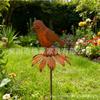 Metal Bird Garden Stake with Rust Finish Outdoor Yard Decoration Creative Flower Topper for Patio Lawn and Garden