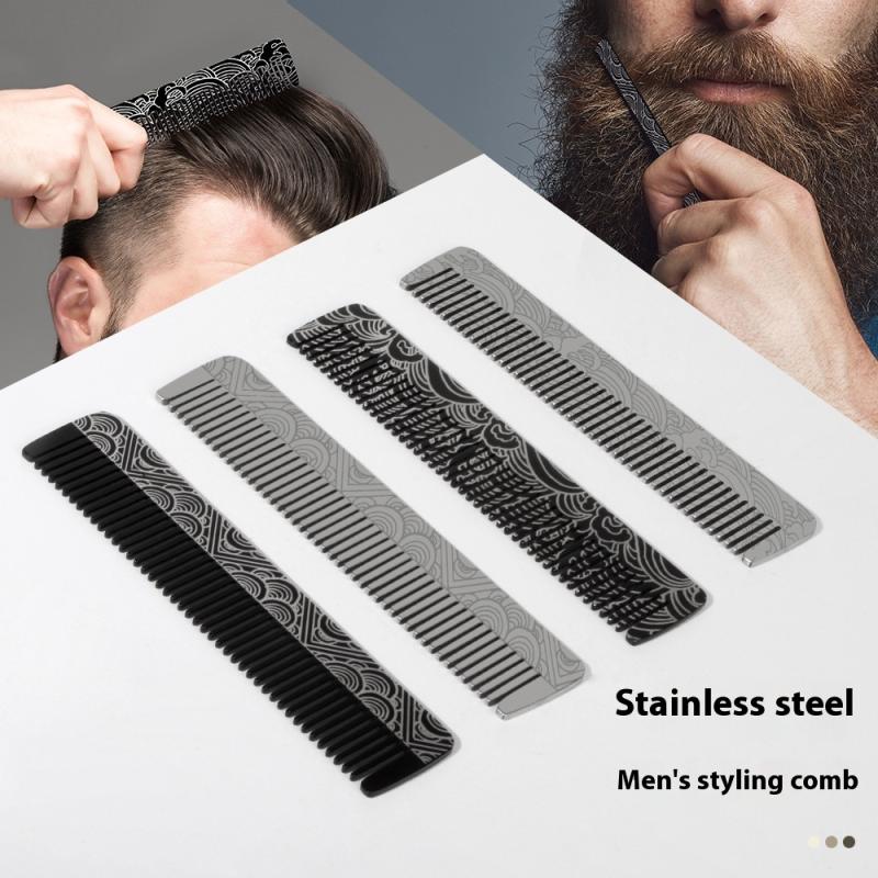 Stainless Steel Men'S Beard Comb Portable Mini Oil Head Comb For Barber Mustache Care Shaping Tools Pocket Size Hair Comb