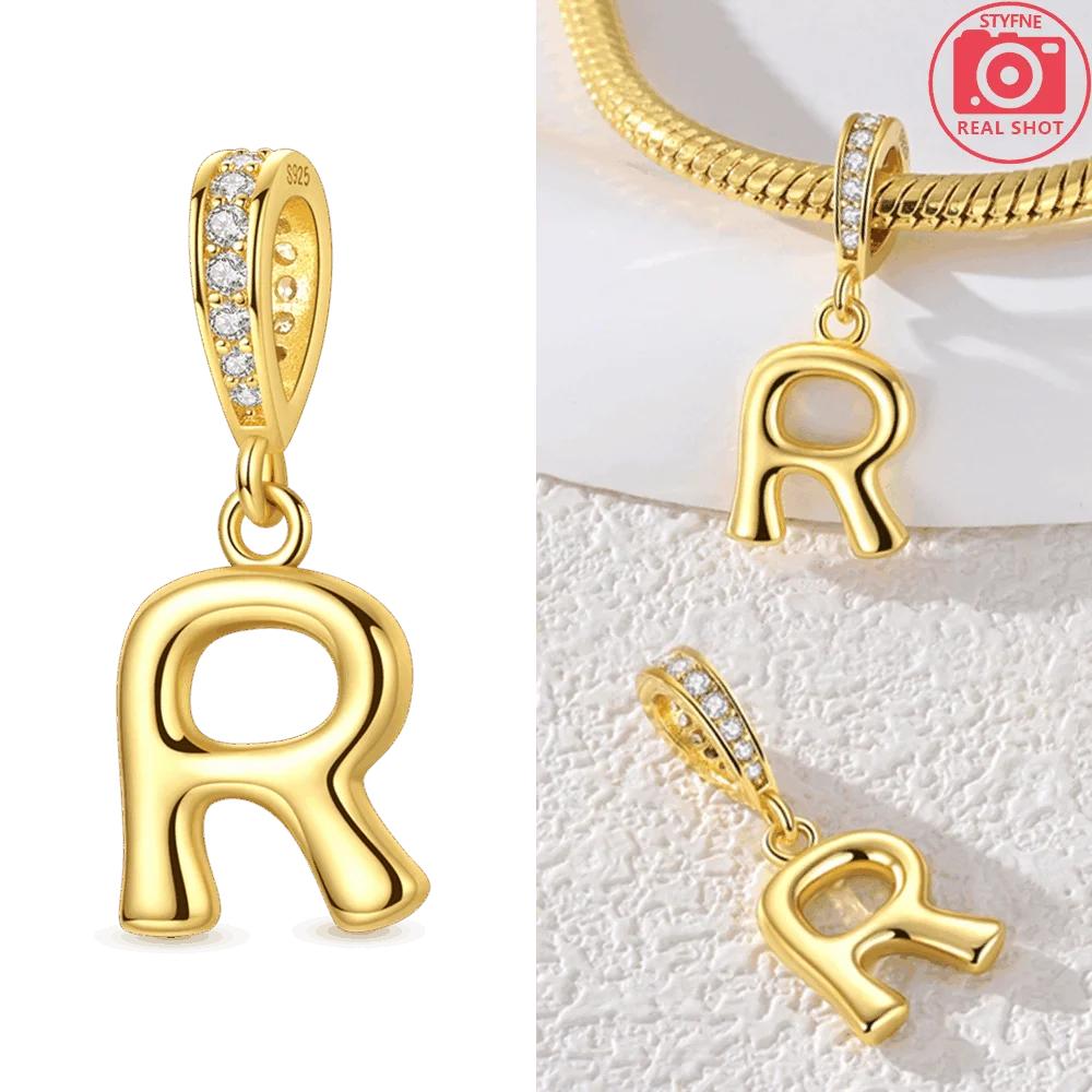 Original Necklace Copper White Zircon Pendant English Letters Women'S Beads Fit Bracelet Anniversary Gift Accessory Diy