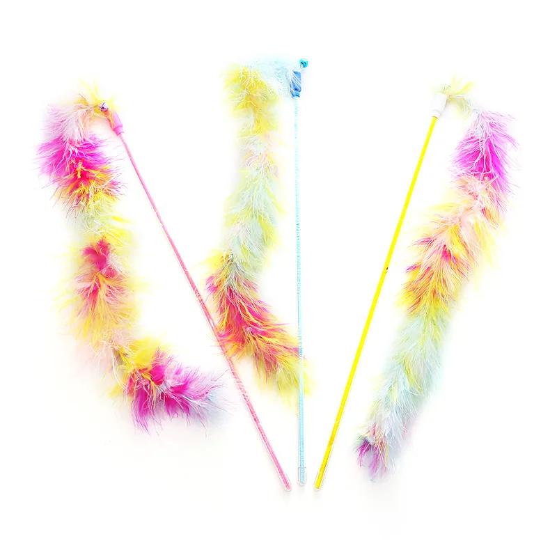 1/3pcs-Seven Colorful Feather Cat Toy Stick Fairy-like Pet Supplies Interactive Fun No battery required
