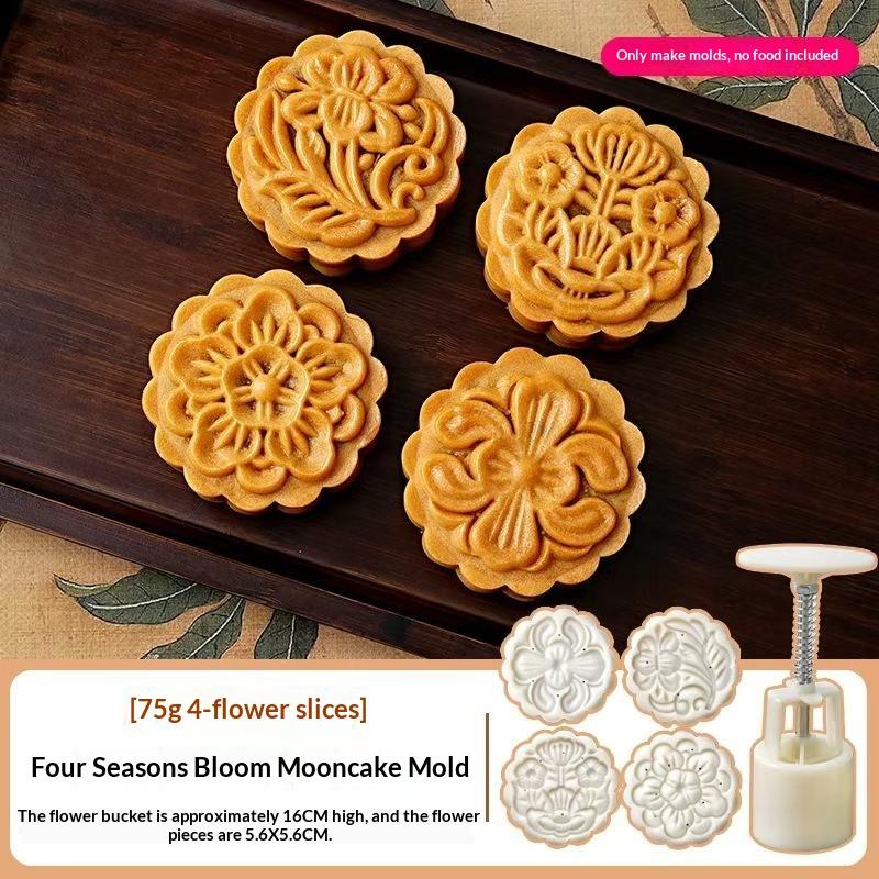 1 Set Diy Mooncake Mold Plastic Hand Press Pastry Mold Mung Bean Cake Embossing Kitchen Baking Tool Cookie Moon Cake Cutter