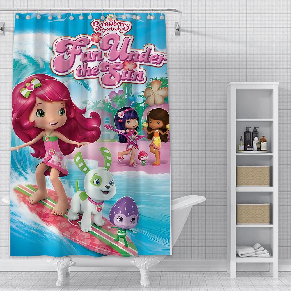 Duschvorhang Wasserdichtes Polyestergewebe Farbe Bunt Badezimmervorhänge Erdbeere Schatz Zuhause Badezimmerdeko Mit Haken