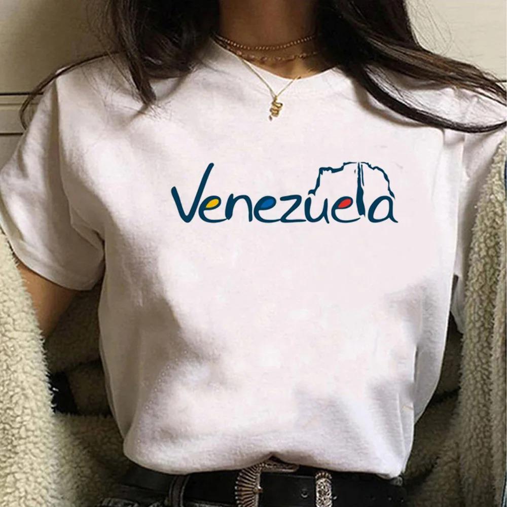 Venezuela Print Y2K T-Shirt Damen 90er Trend Neues Damen-Tee Mode Weiß Kurzarm T-Shirt Grafik-Top Print Damenbekleidung
