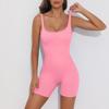 Auroth Rückenfreier Sport-Overall für Damen, einteiliger Yoga-Strampler, nahtlose Shorts, Workout, Laufen, Fitness-Bodysuit