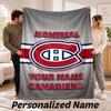 Montreal Canadiens Personalized Flannel Blanket Custom Name Text Soft Throw Blanket Home Decor