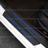 4Pcs Carbon Fiber Leather Car Door Sill Cover Protector Sticker Accessories Blue