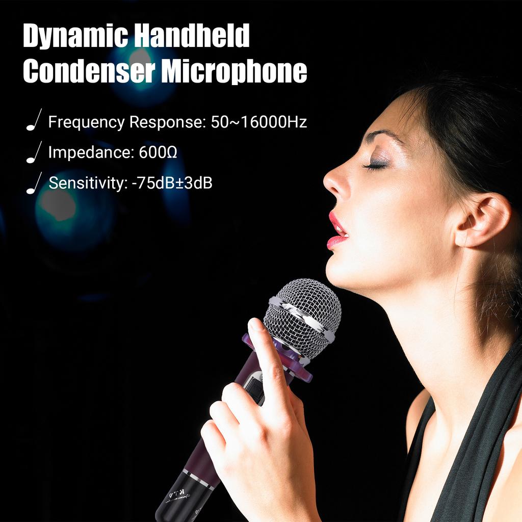 Dynamic Handheld Cardioid Condenser Microphone Wired Mic 4.5m 15ft Cable 6.35mm Plug for Music Singing Karaoke Stage