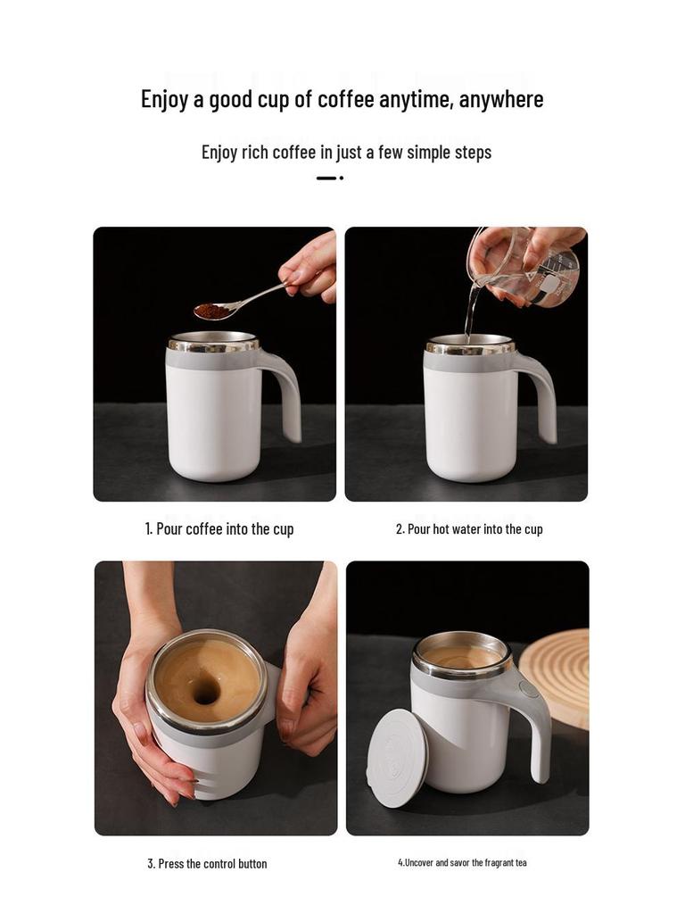 Tazza Mescolatrice Automatica Wireless - Shaker Elettrico Portatile per Caffè e Latte