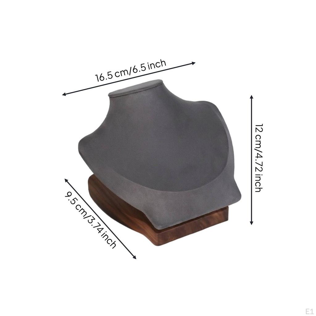 Necklace Display Stand Walnut Holder clothCovered for Jewelers, Vendors, Boutiques,