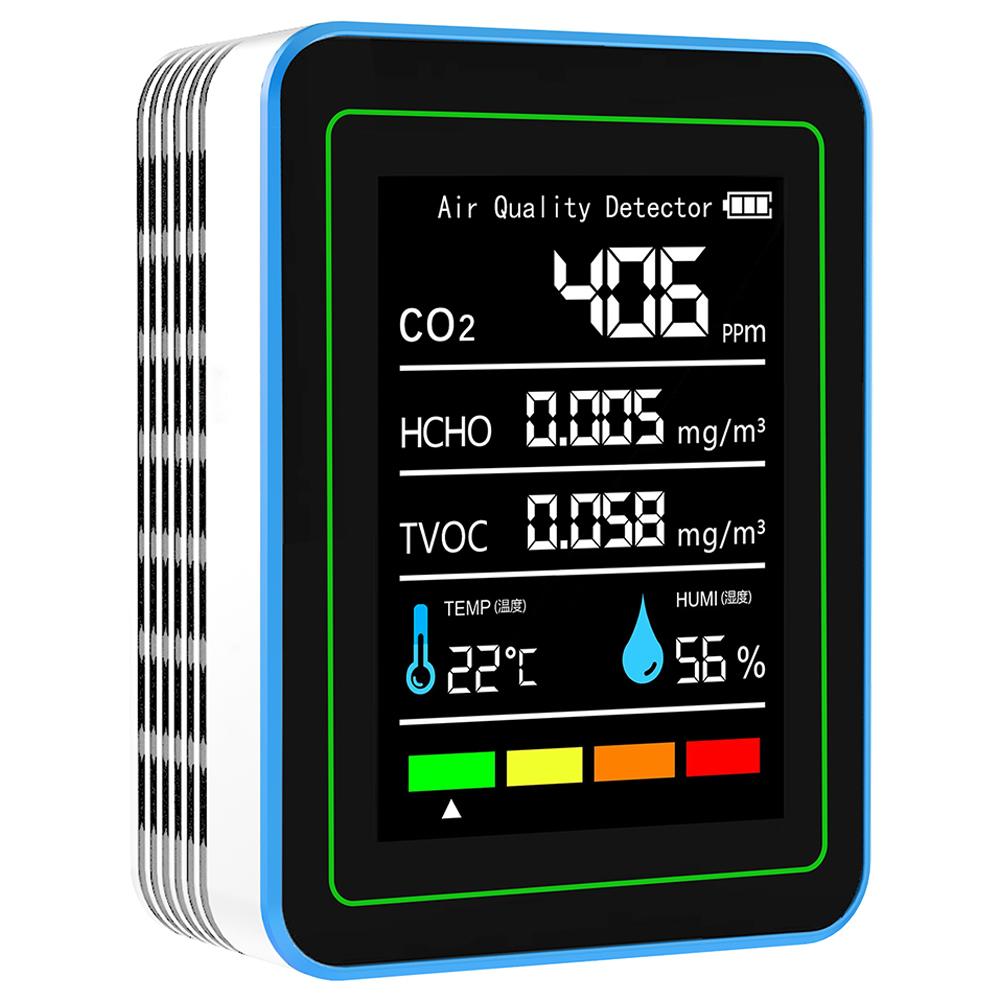 

5-в-1 монитор качества воздуха детектор CO2 монитор формальдегида для домашнего использования(белый)