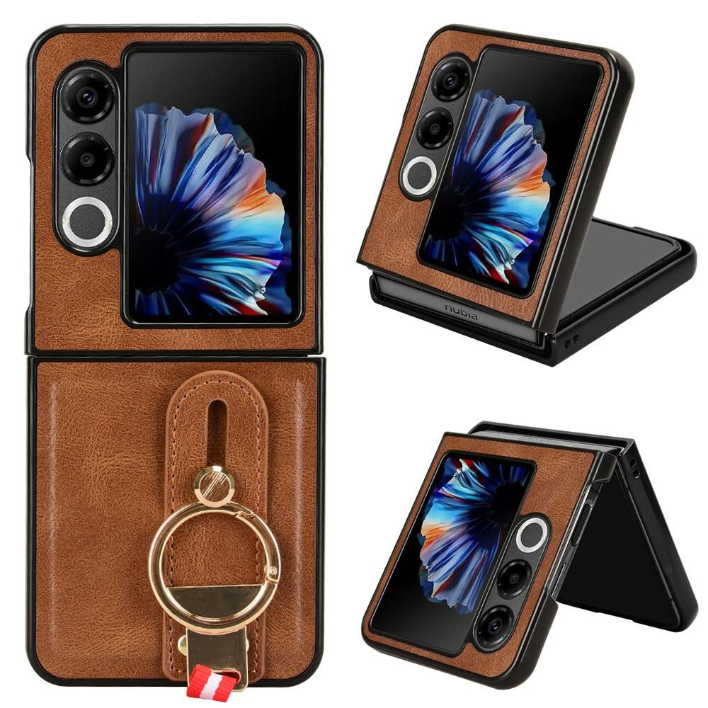 For ZTE Nubia Flip2 5G A404ZT Case Wristband Kickstand Leather+PC+TPU Phone Cover with Bottle Opener