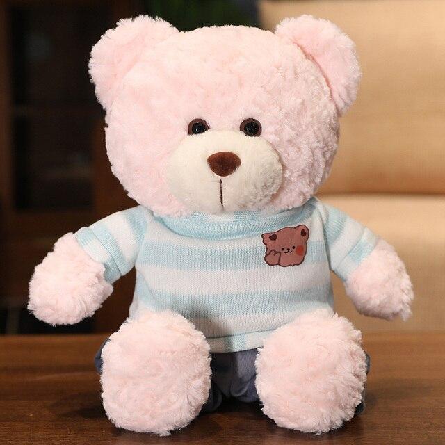 Kawaii Charming Curly Teddy Bear with Clothes Peluche Toys Lovely Bear Dolls Stuffed Soft Animal Pillow Baby Girls Appease Gift