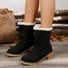 Fashion Women's Boots 2024 High Quality Women's Shoe Set Winter Round Head Solid Color Plush and Velvet Warm Thick Heel Snow Boots