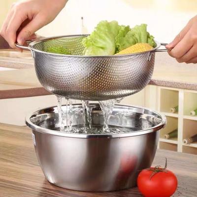 Abflusskorb, Edelstahl-Sieb, stabile Griffe, Obst- und Gemüsewaschkorb für die Küche zu Hause