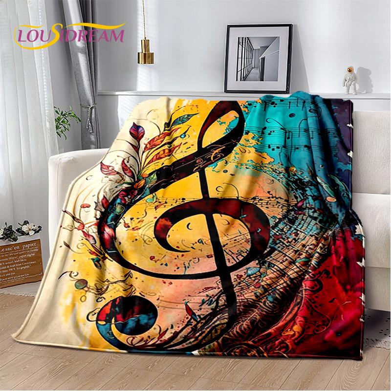 Note Music Colorful Musical Score Cartoon Blanket,Soft Throw Blanket for Home Bedroom Bed Sofa Picnic Travel Office Cover Child